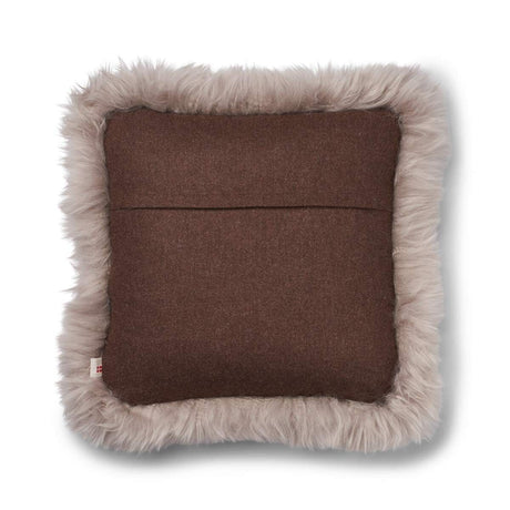 Wool Cushion | Long Wool trim  | 52x52 cm |34x52 cm Brown/Dove