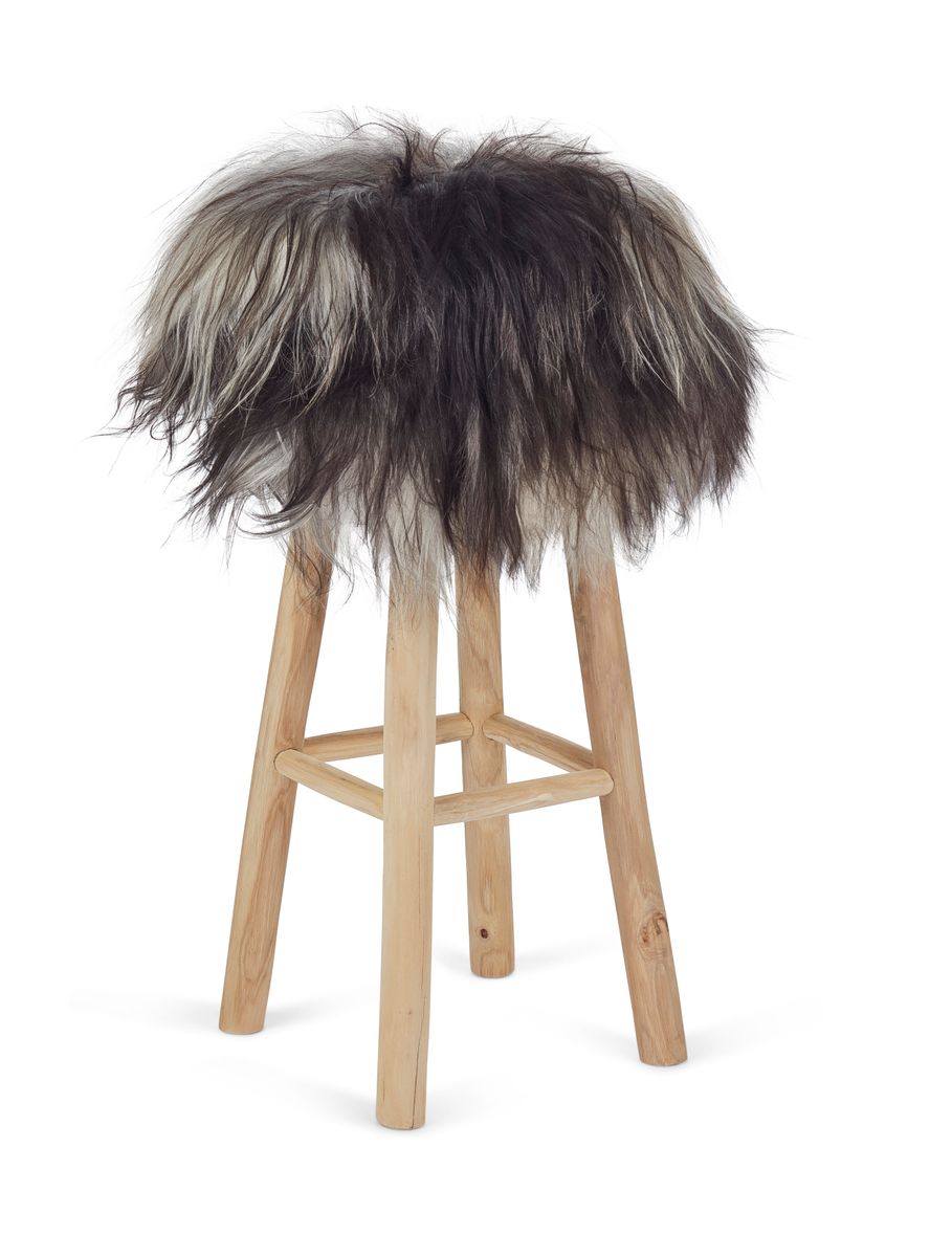 Theo Bar Stool + Cover | Oak Legs | Icelandic Sheepskin