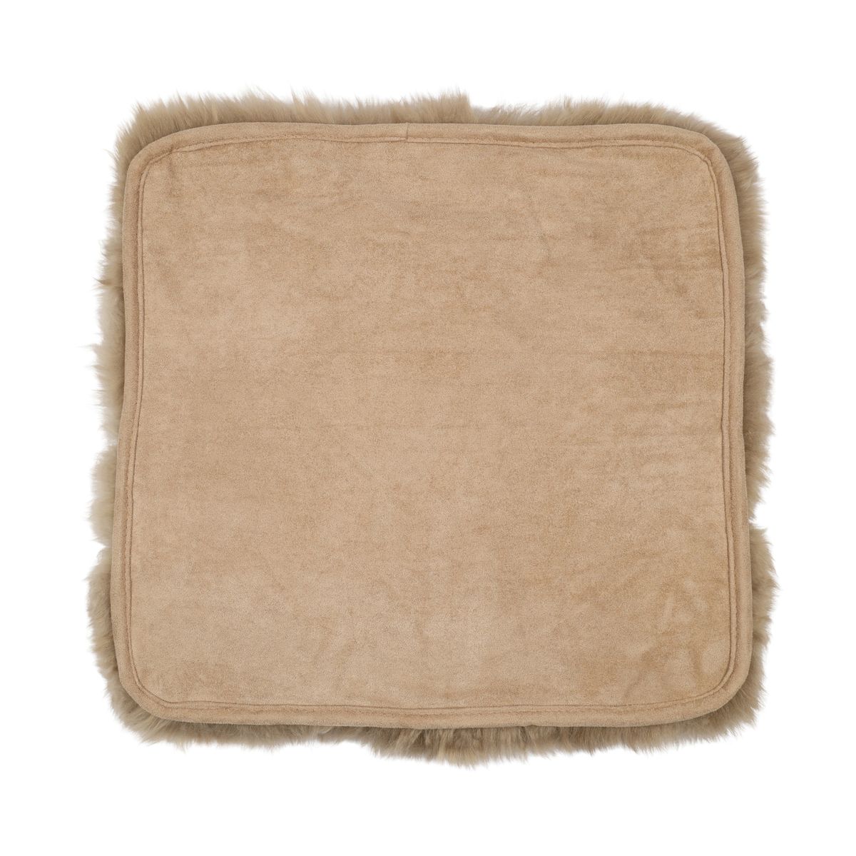 Seat Cover | With Backing | Long Wool | New Zealand | 40x40 cm Taupe