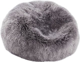 Round Sheepskin Bean Bag | Long Wool | Large Light Grey