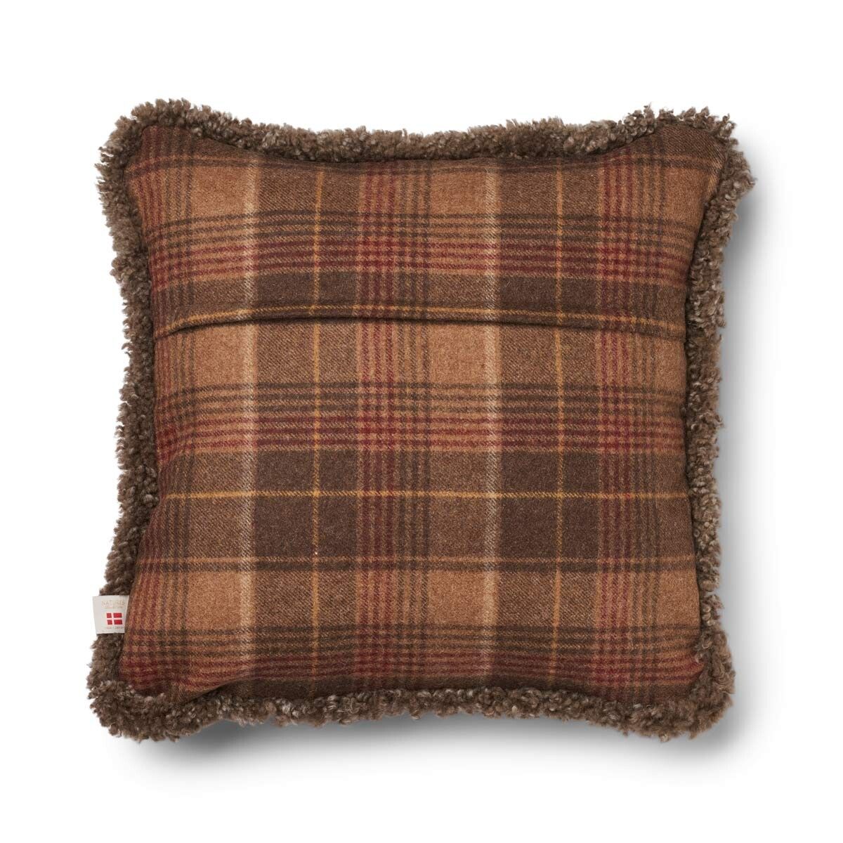 Wool Cushion | Doublesided | Short Wool trim | 52x52 cm | 34x52 cm Cocoa-Dark Brown/Taupe