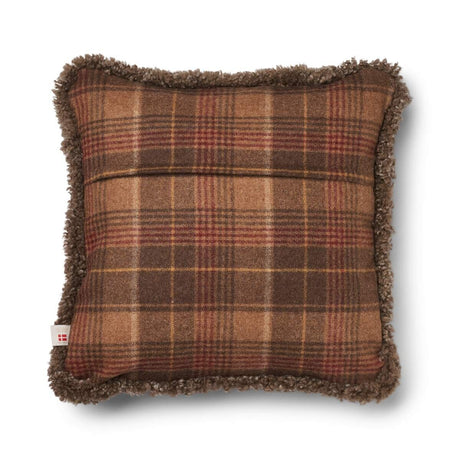 Wool Cushion | Doublesided | Short Wool trim | 52x52 cm Cocoa-Dark Brown/Taupe