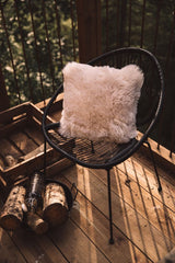 Long-Wool Sheepskin Cushion | 35x35 cm Linen