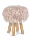 Theo Stool + Cover | Oak Legs | Mongolian Sheepskin Dove