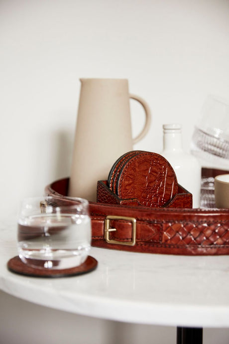 Tray With Handle | Ø42 cm Camel