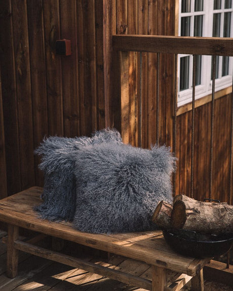 Sheepskin Cushion | Tibet | 40x40 cm Steel