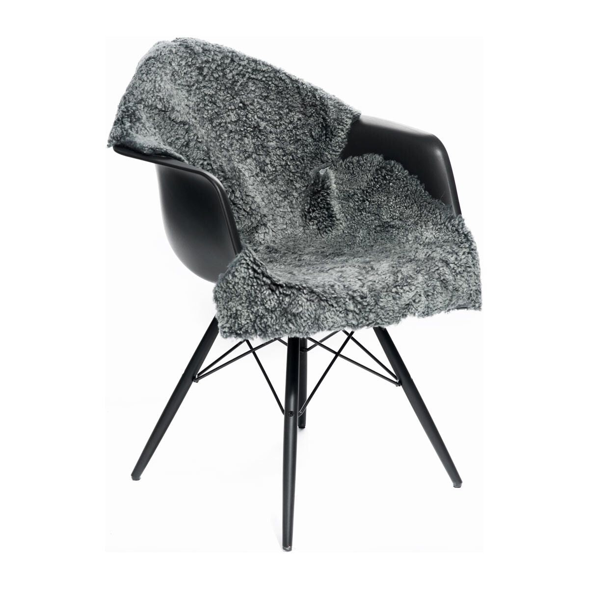 Short Wool Curly Sheepskin 100 x 60 cm Graphite