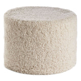 Short Wool Curly Sheepskin Pouf Pearl