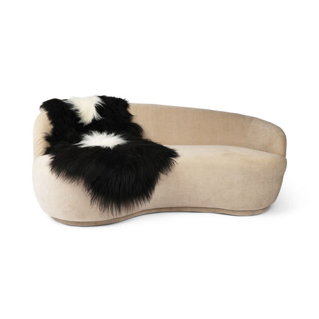 Icelandic Double Sheepskin | Natural Colors | Long Wool | 160 cm Spotted (Black with White Spots)