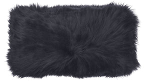 Long Wool Sheepskin Cushion | Doublesided | New Zealand | 25x50 cm Black