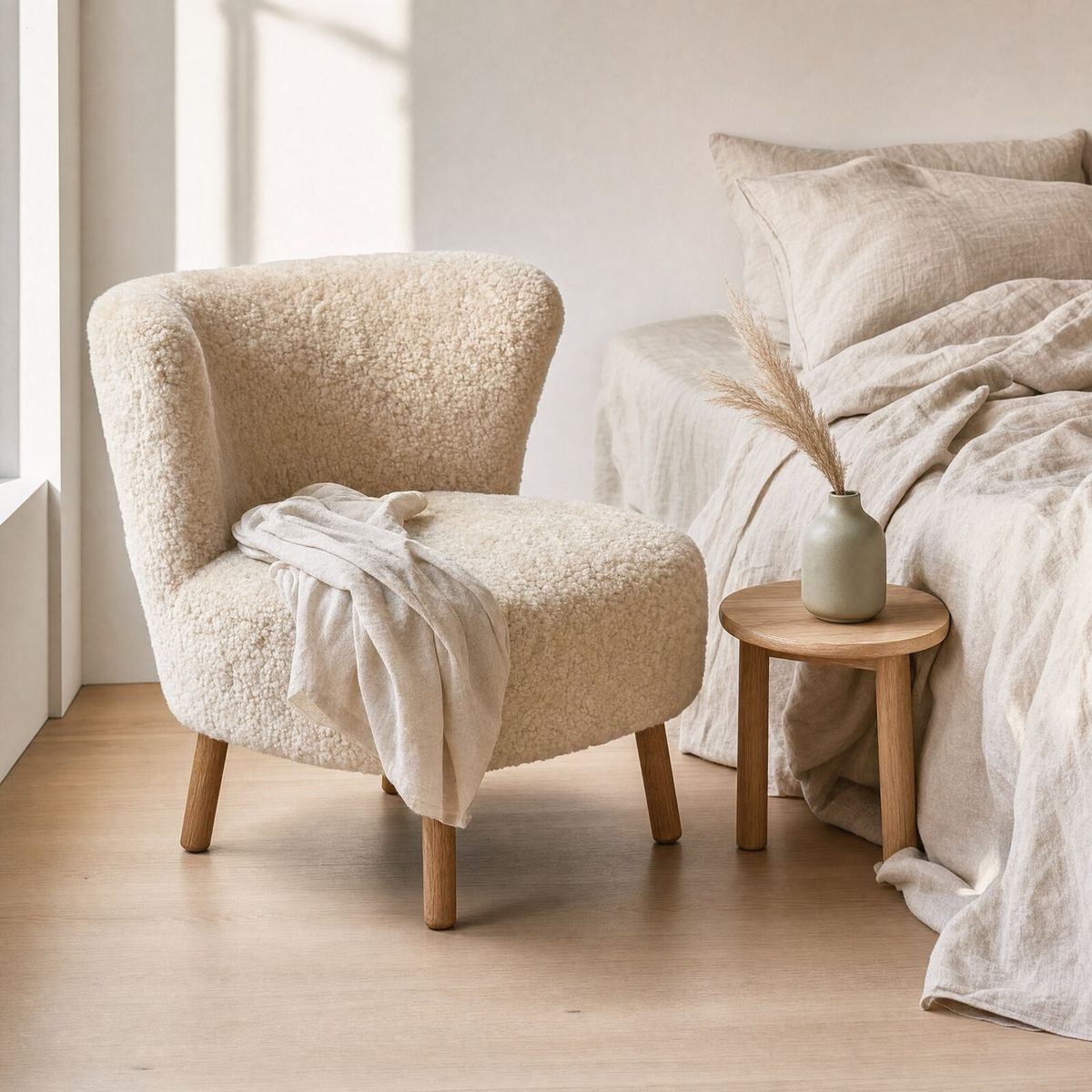 Emil Lounge Chair | Short Wool Anthracite