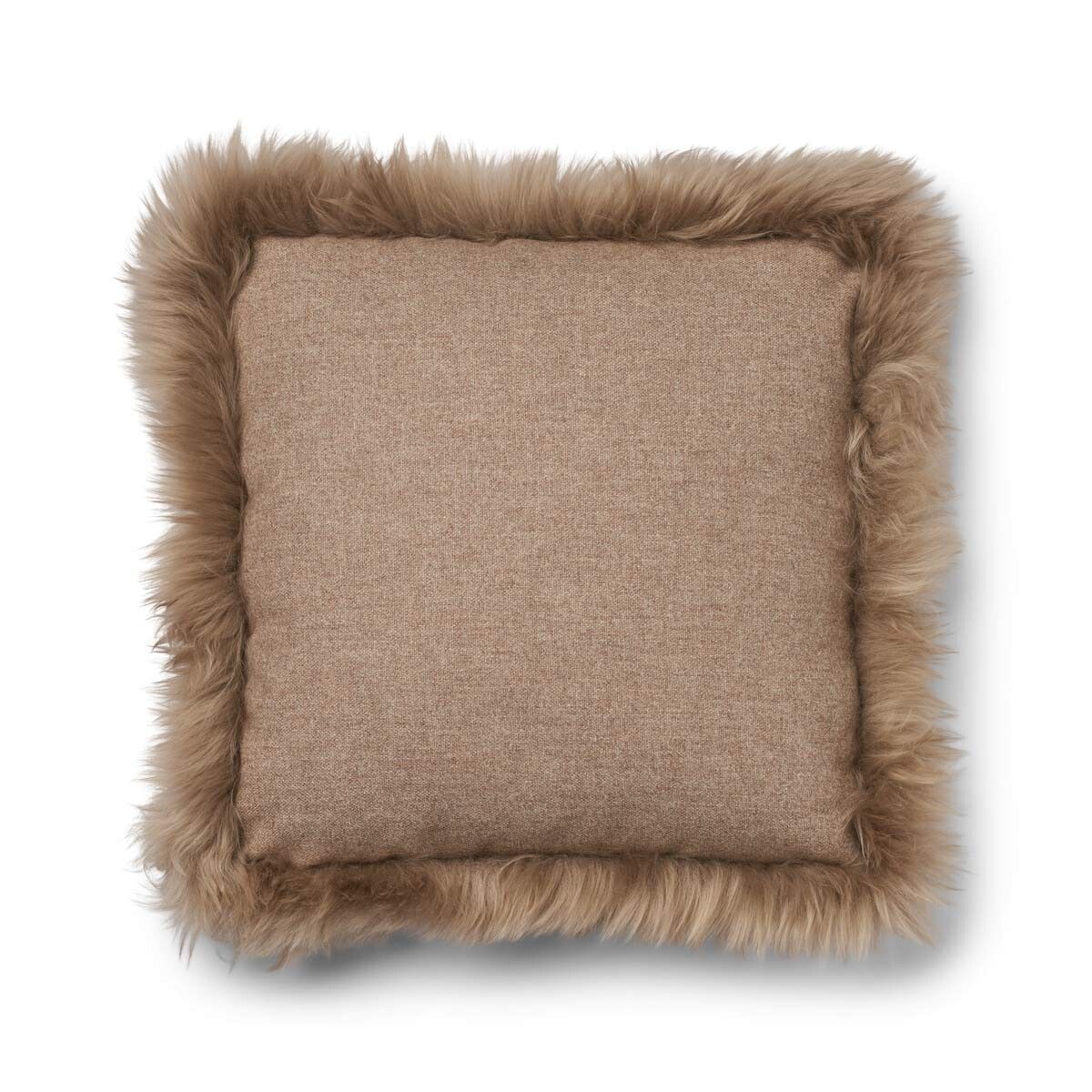Wool Cushion | Long Wool trim  | 52x52 cm |34x52 cm Beige/Taupe