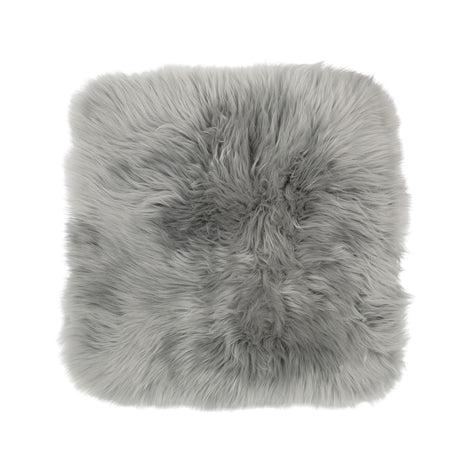 Seat Cover | With Backing | Long Wool | New Zealand | 40x40 cm Light Grey
