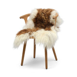 Icelandic Sheepskin | Long Wool | 90 cm Brown/White