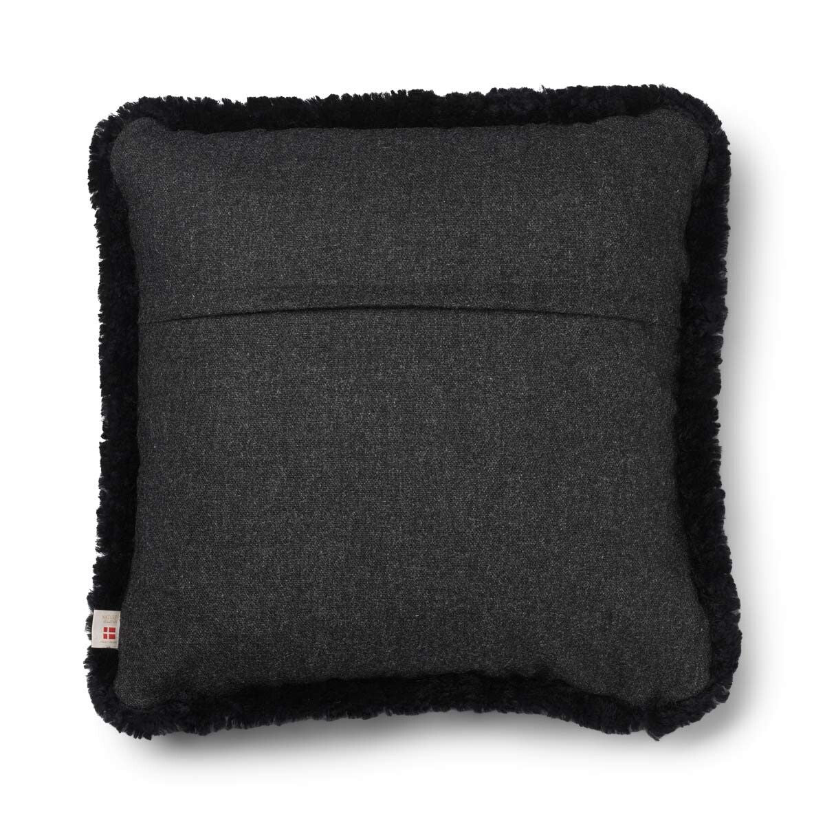 Short-Wool Sheepskin Cushion | SW trim | 52x52 cm | 34x52 cm Charcoal/Black