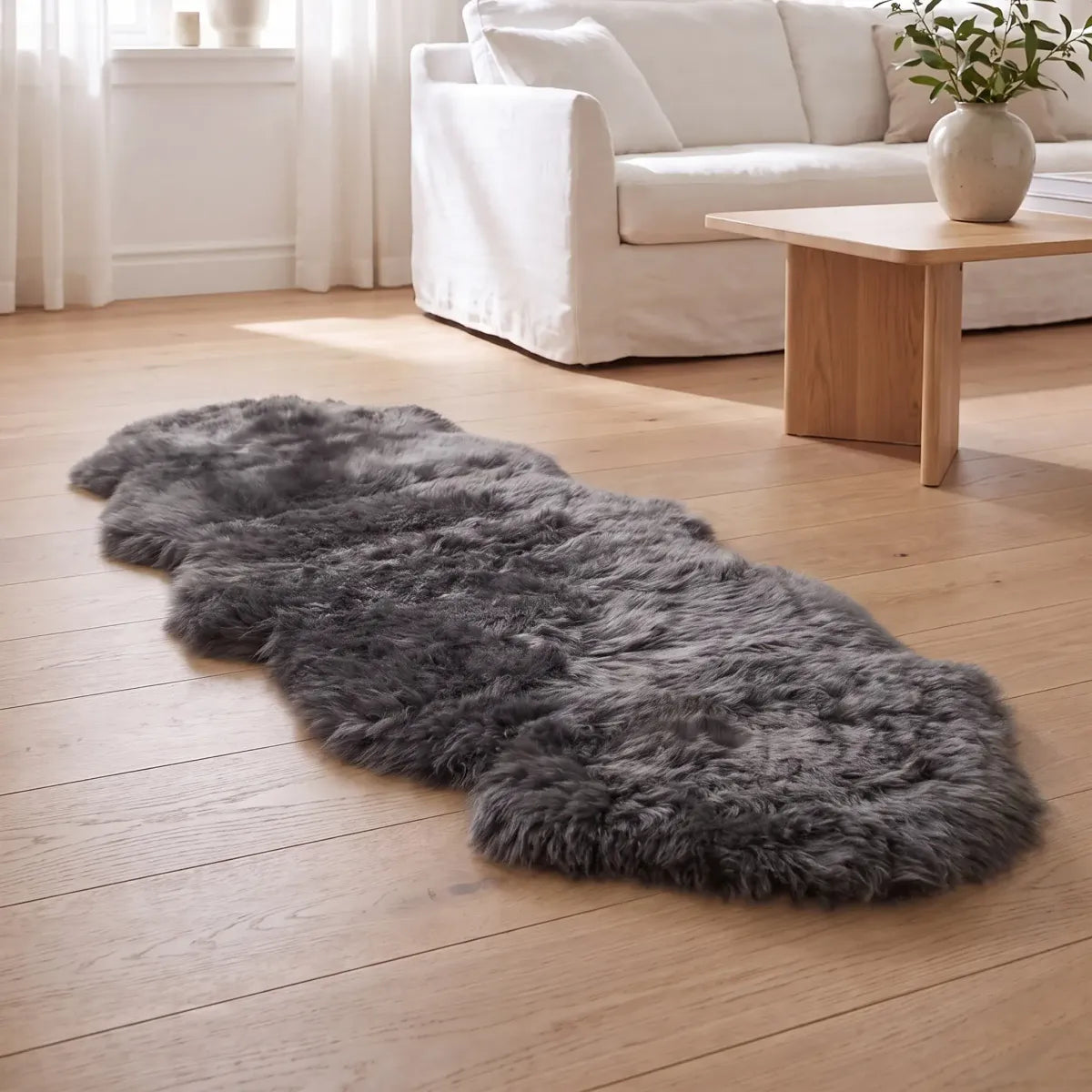 Merino Double Sheepskin | Long Wool | 170x60 cm Steel