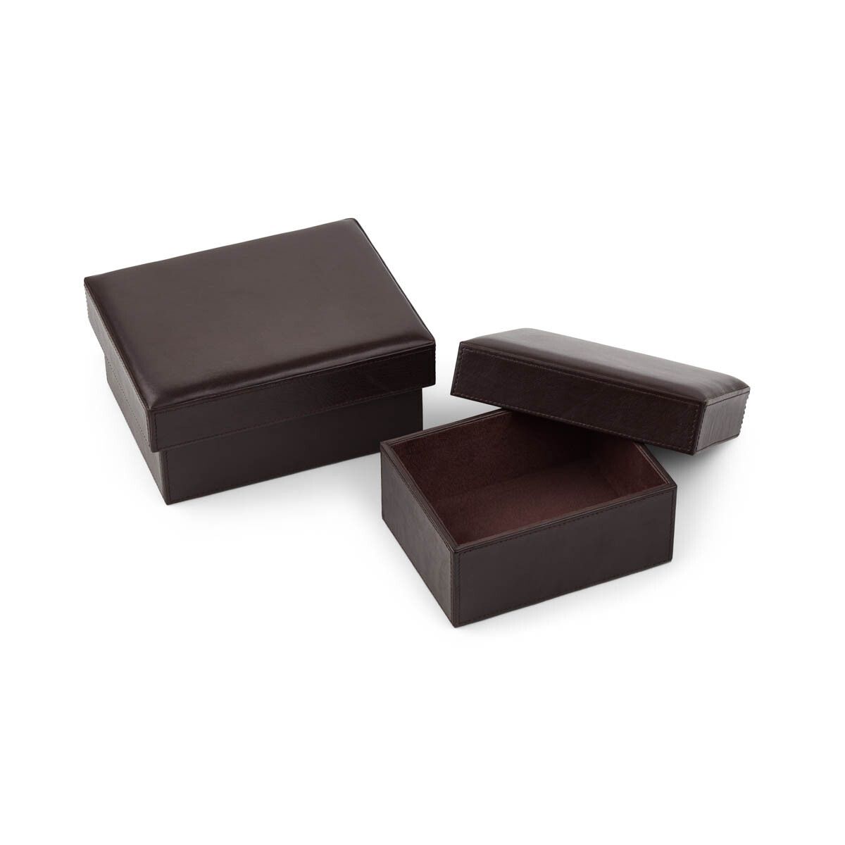 Leather Box | Set of 2 | Square Dark Brown