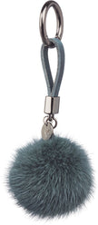 Pom Pom Keyring Leather Strap Light Pastel Green