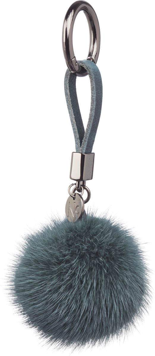 Pom Pom Keyring Leather Strap Light Pastel Green