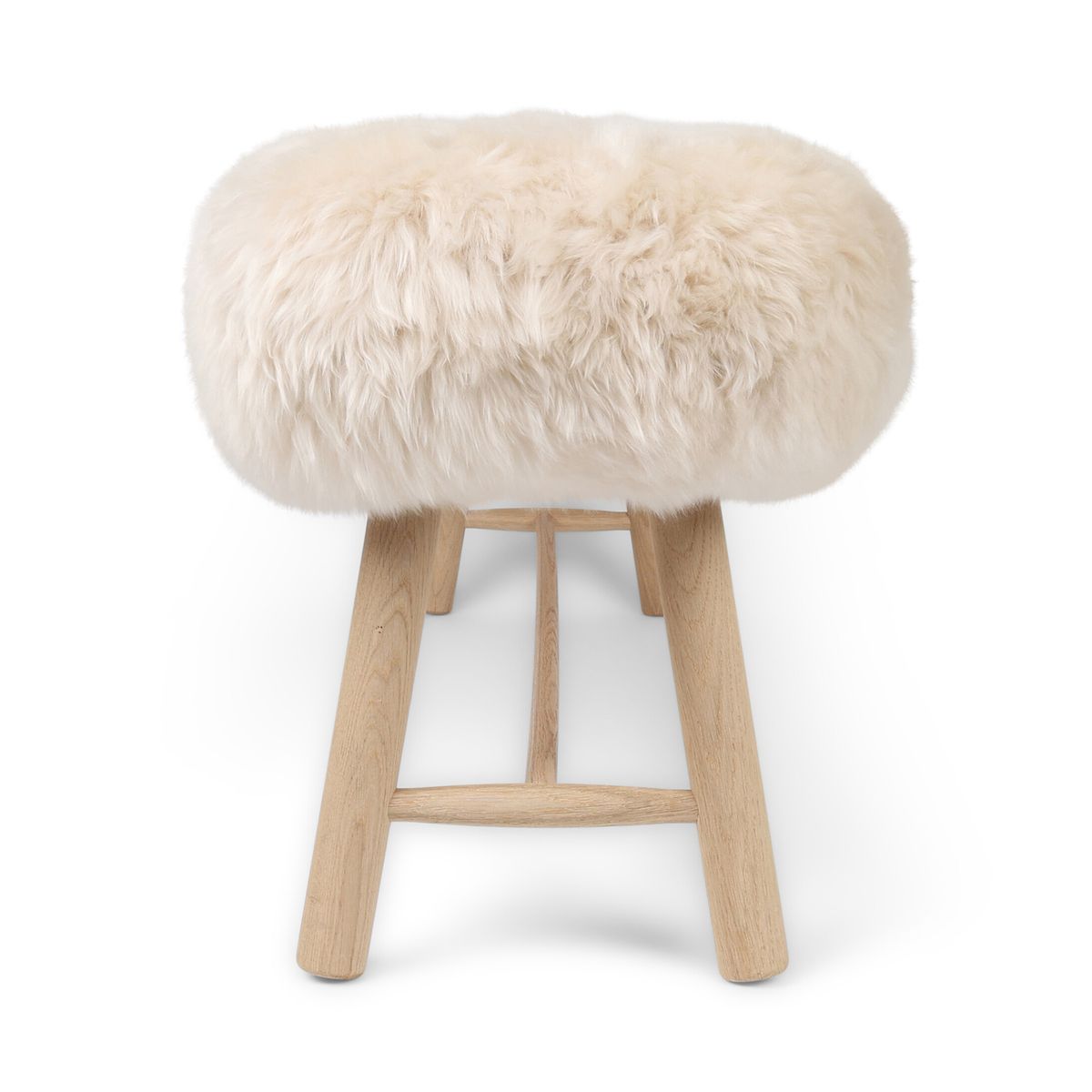 Theodor Bench | New Zealand Long Wool Sheepskin | 140x35x45 cm Linen