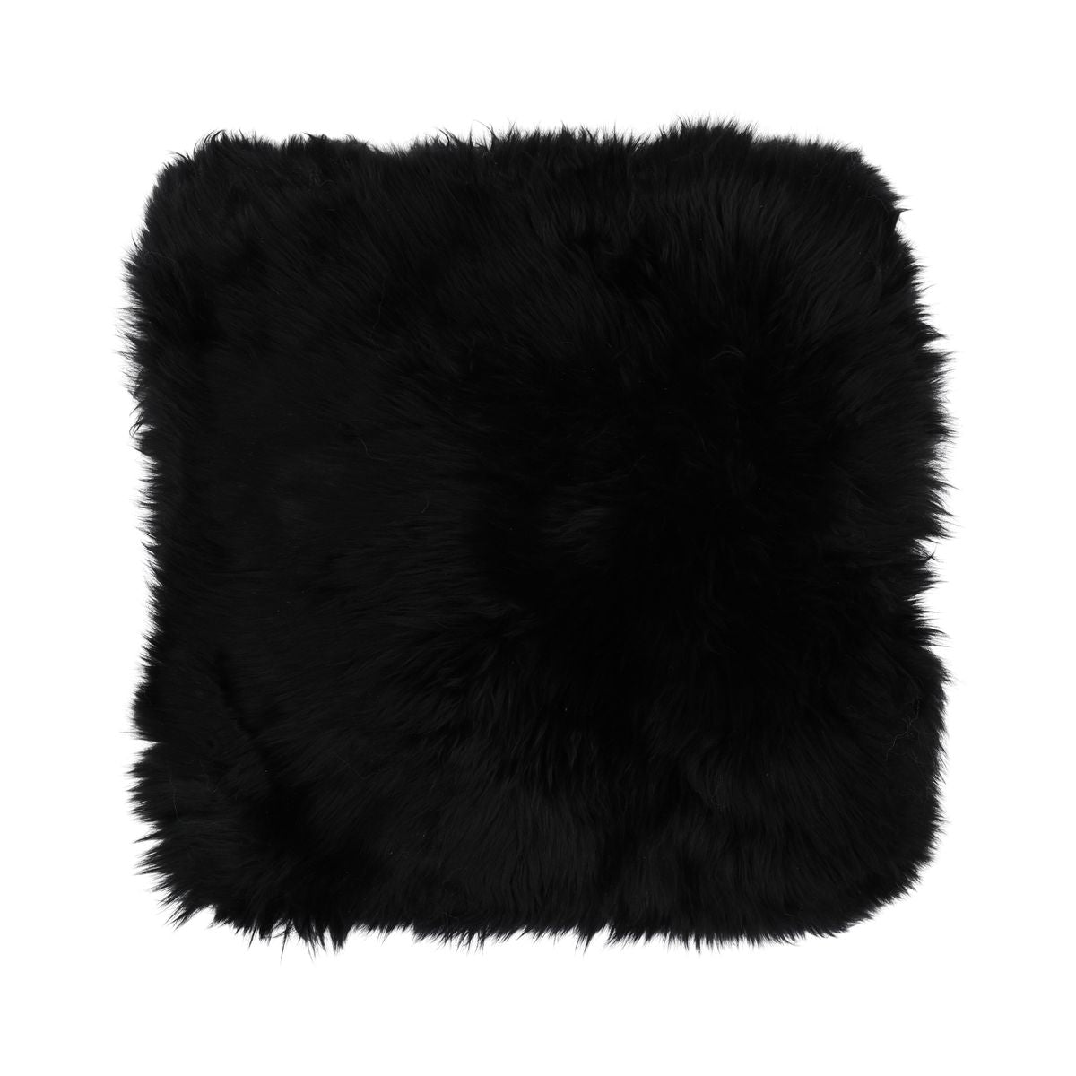 Seat Cover | With Backing | Long Wool | New Zealand | 40x40 cm Black