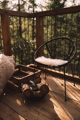 Long Wool Sheepskin Seat Cover 2 Pack | Ø35 cm Black