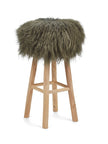 Theo Bar Stool + Cover | Oak Legs | Tibet Sheepskin Hedge Green