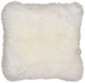Long-Wool Sheepskin Cushion | LW | Leather backing | 50x50 cm Ivory