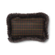 Wool Cushion Rectangular | Doublesided | Long Wool trim | 34x52 cm Kilberry Fir-Dark Green/Walnut