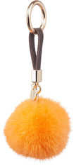 Pom Pom Keyring Leather Strap Orange