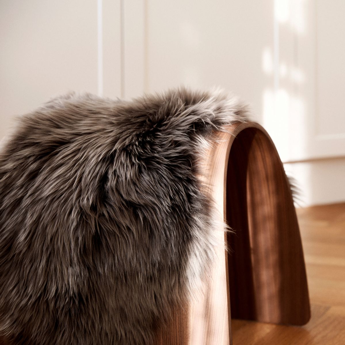 Sheep Stool Cover | Long Wool Black