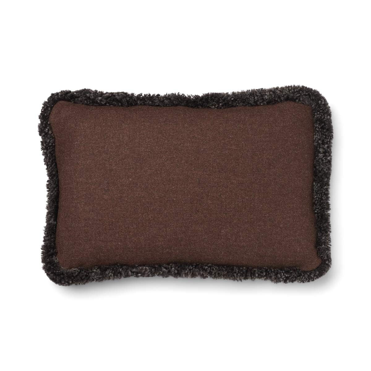 Short-Wool Sheepskin Cushion | SW trim | 52x52 cm | 34x52 cm Brown/Cappuccino