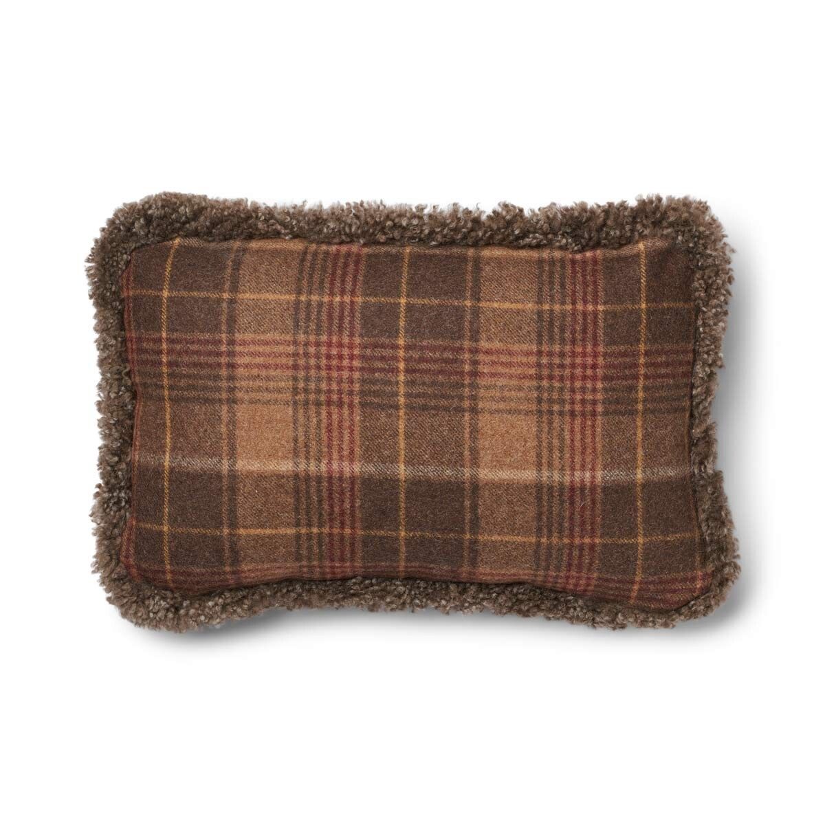 Wool Cushion Rectangular Doublesided Short Wool trim 34x52 cm