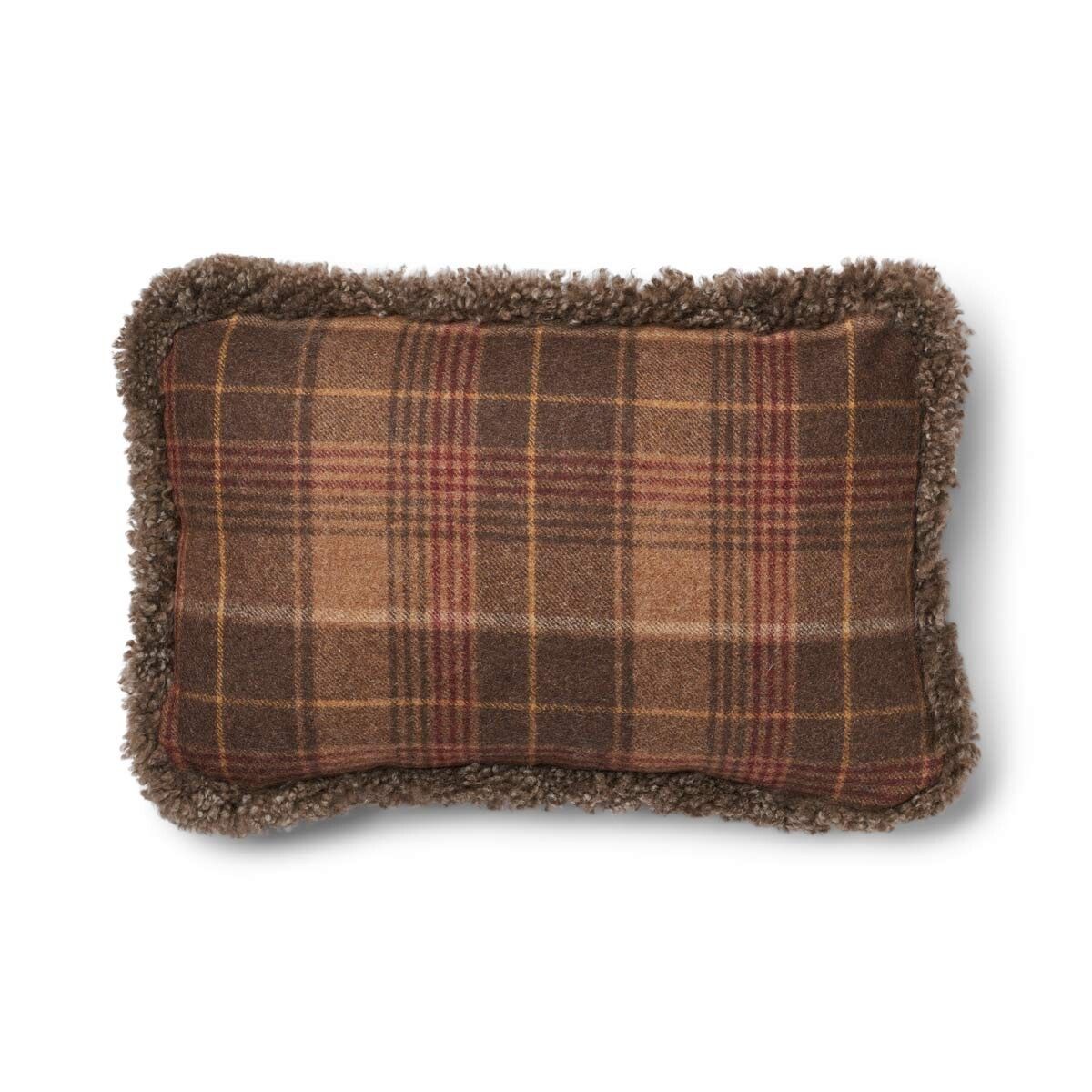 Wool Cushion Rectangular | Doublesided | SW trim | 34x52 cm Cocoa-Dark Brown/Taupe