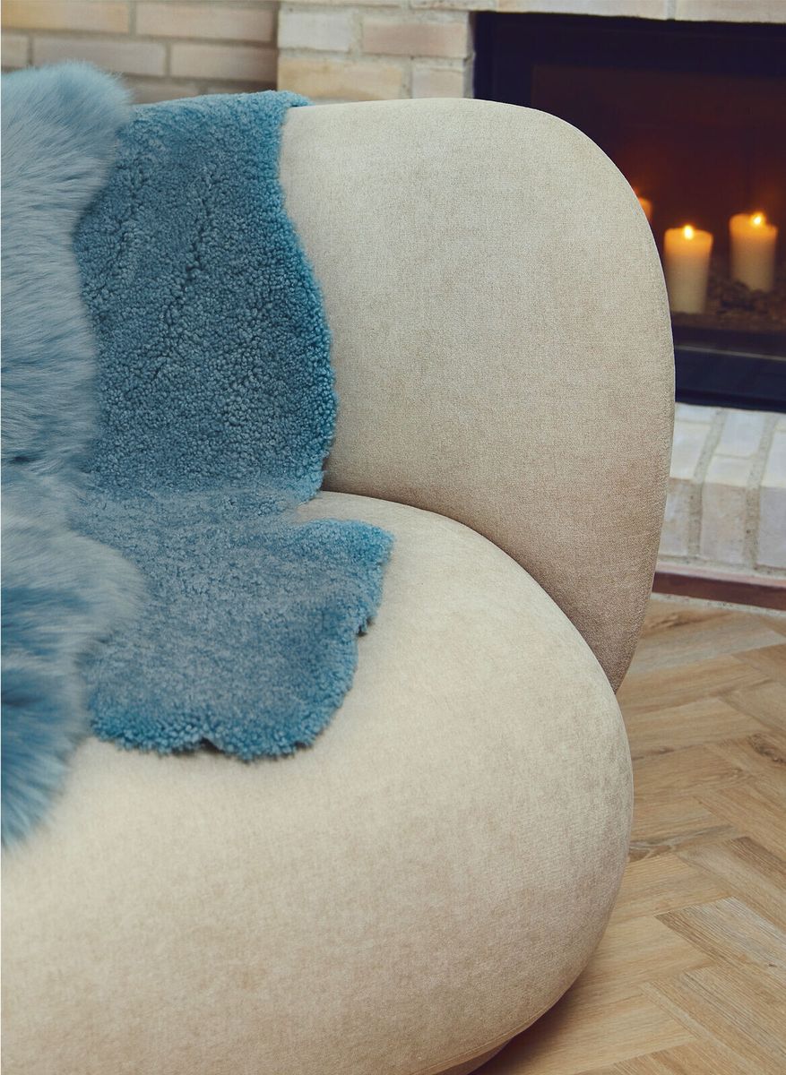 New Zealand Sheepskin | Short Curly Wool | Rug 100 cm Smoke Blue