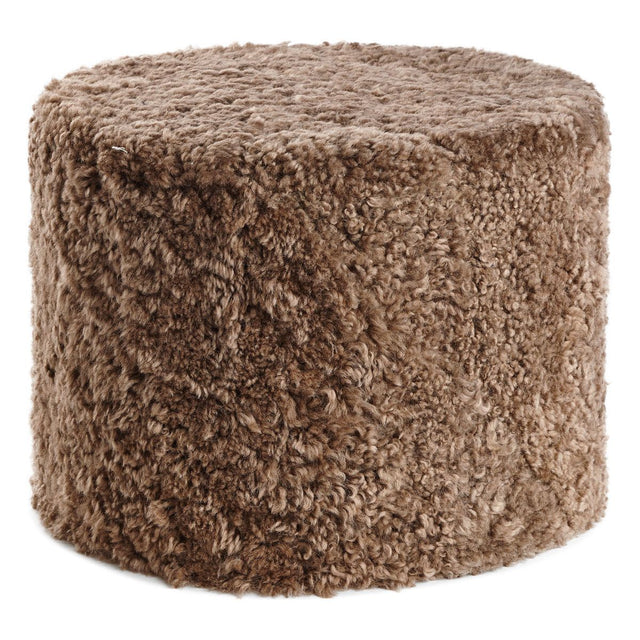 Short Wool Curly Sheepskin Pouf