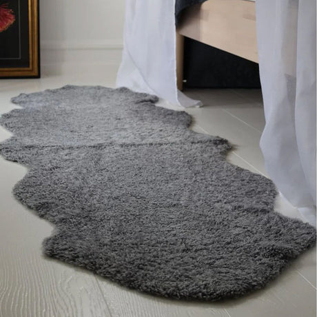 Double Short Wool Merino Sheepskin Rug | Light Grey | 180x60 cm (Bestseller)