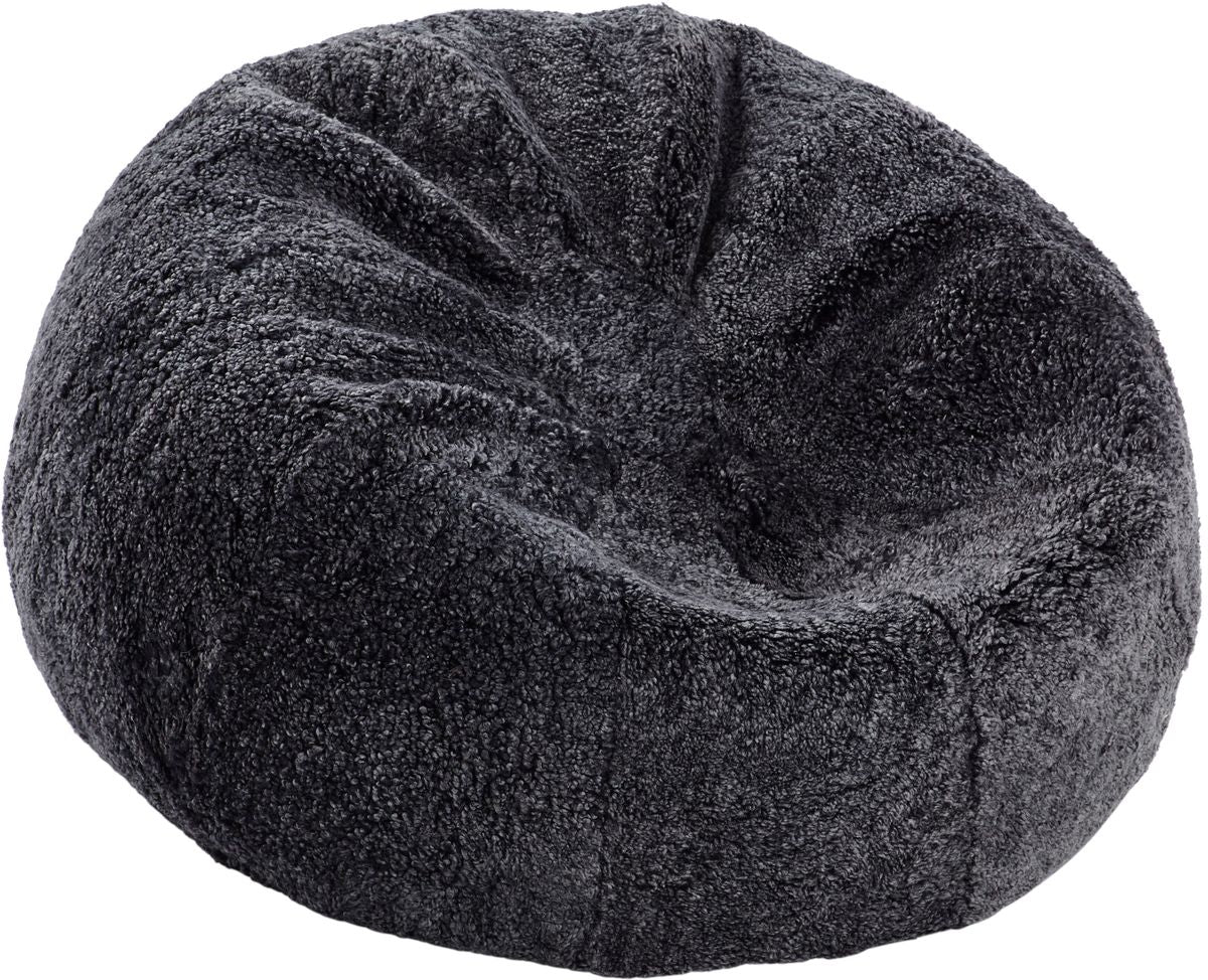 Round Sheepskin Bean Bag | Short Wool | Medium Anthracite