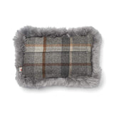 Wool Cushion Rectangular | Doublesided | LW trim | 34x52 cm Glencheck-Grey/Light Grey