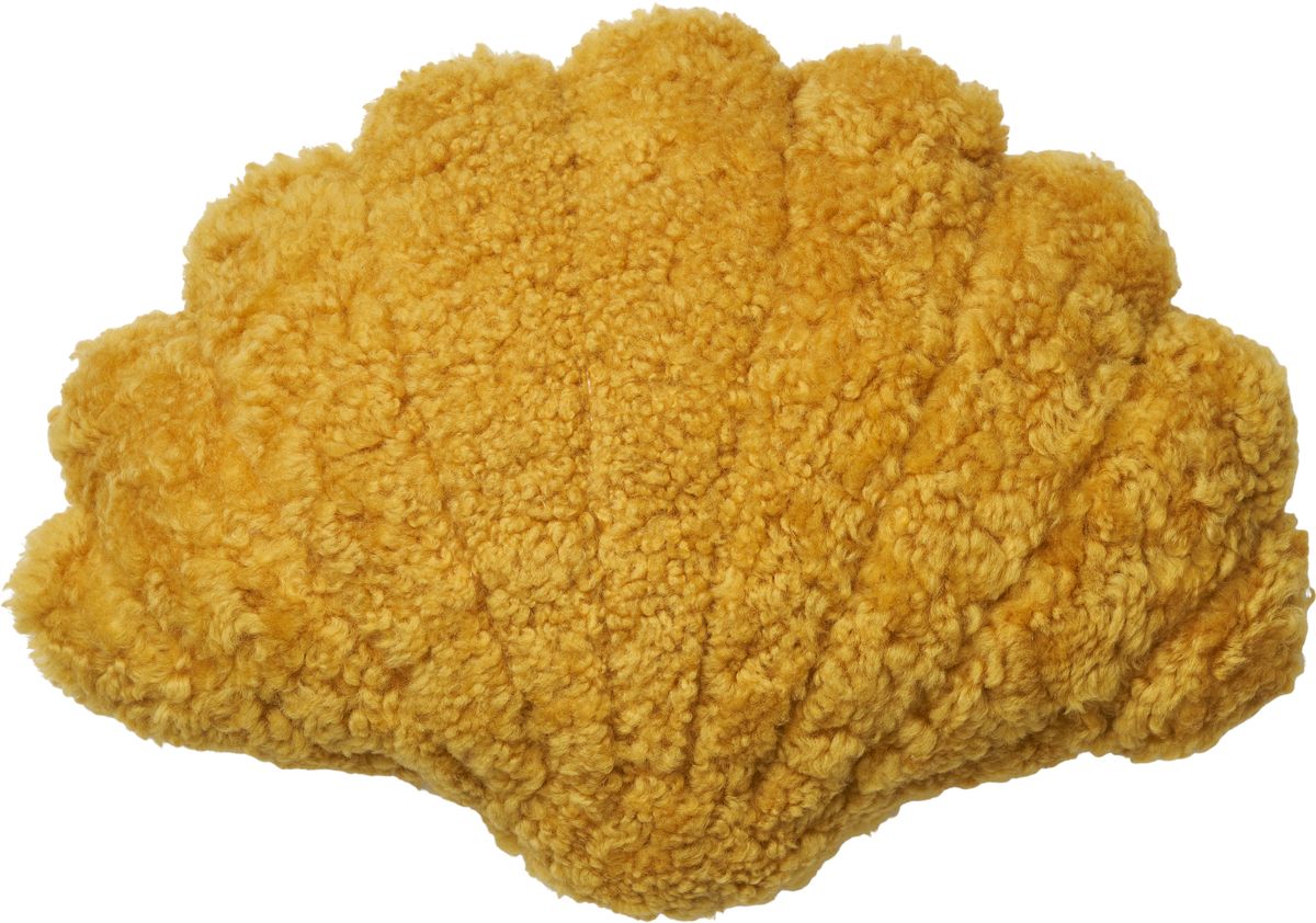 Short Wool Shell Cushion | Small | Medium | Large Coral Yellow