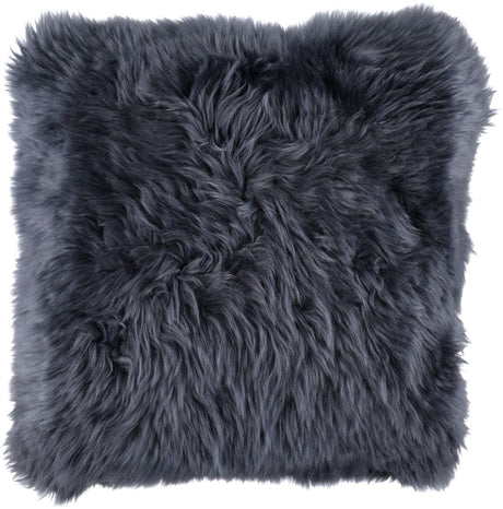 Long-Wool Sheepskin Cushion | 35x35 cm Navy