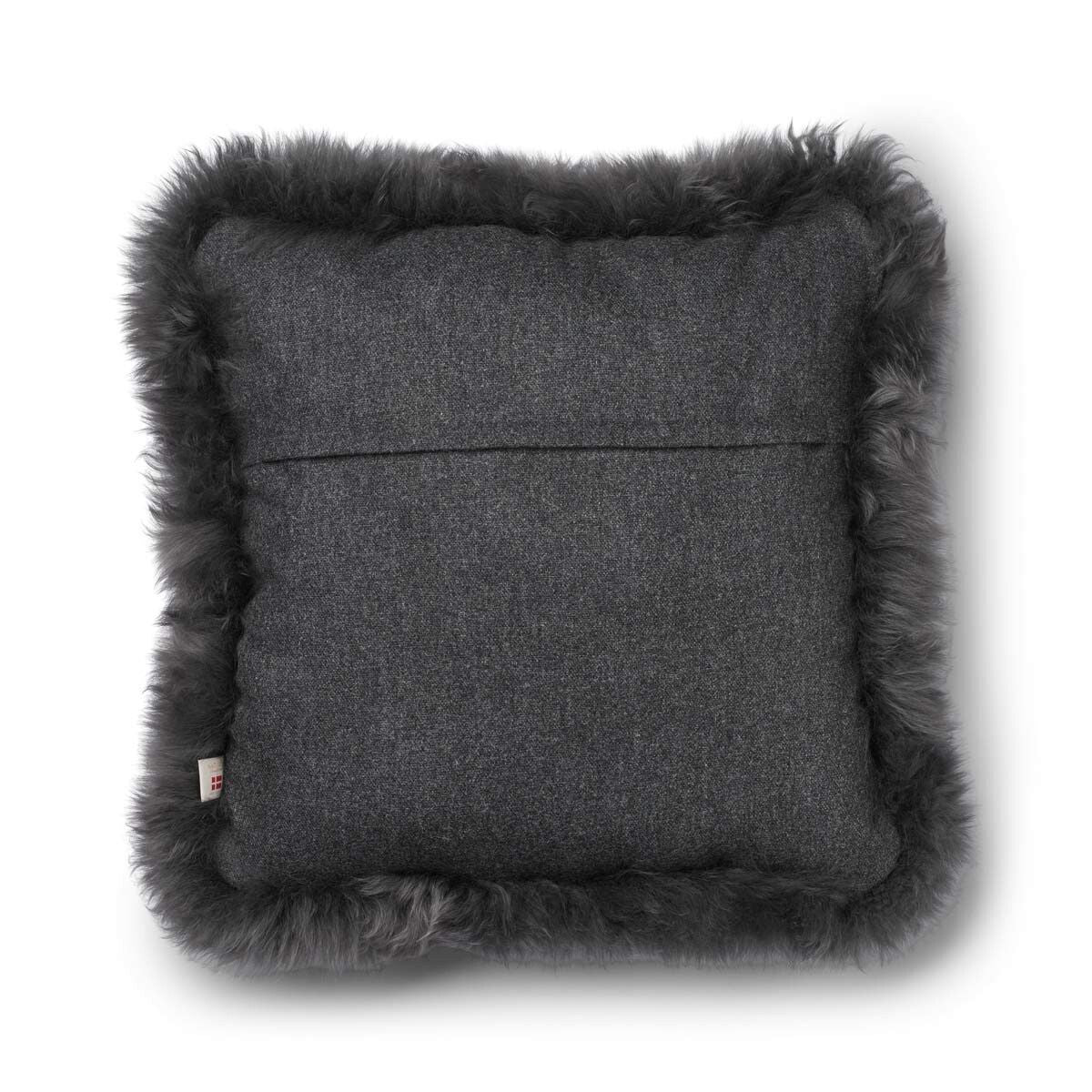 Wool Cushion | Long Wool trim  | 52x52 cm |34x52 cm Rock/Steel