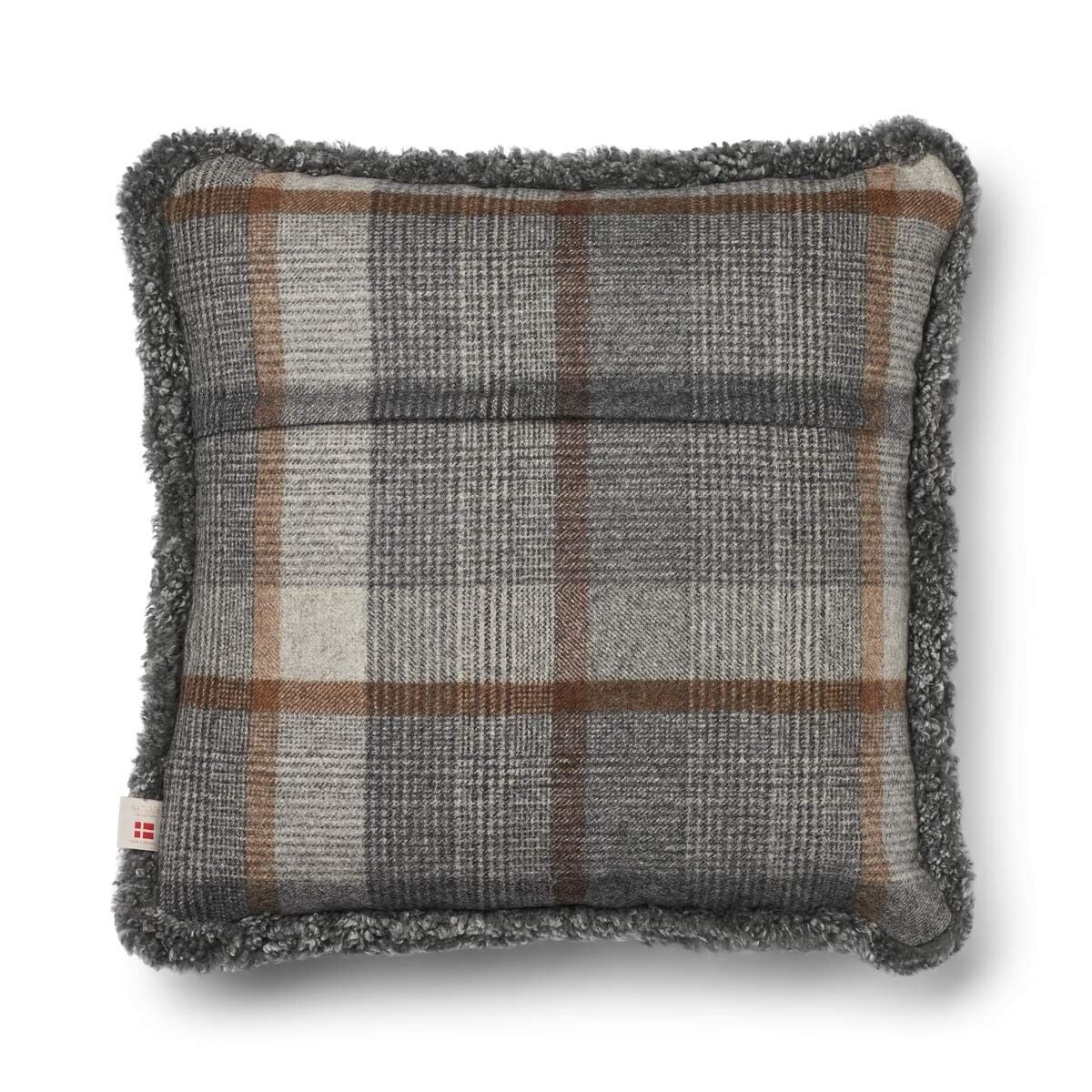 Wool Cushion | Doublesided | Short Wool trim | 52x52 cm | 34x52 cm Glencheck-Grey/Light Grey