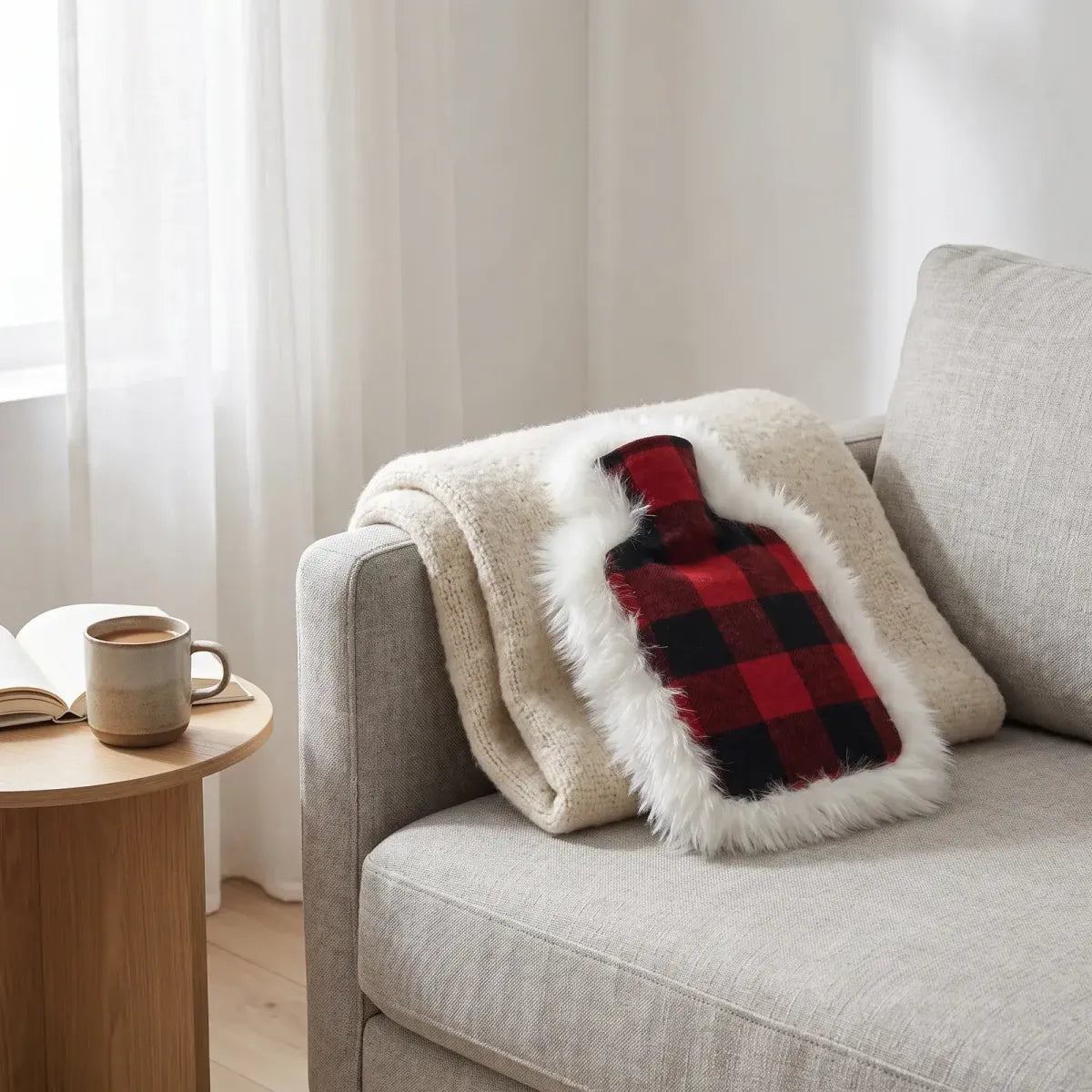 Hot Water Bottle | Sheepskin and Wool | 37x27 cm Lindsay Tartan/Ivory