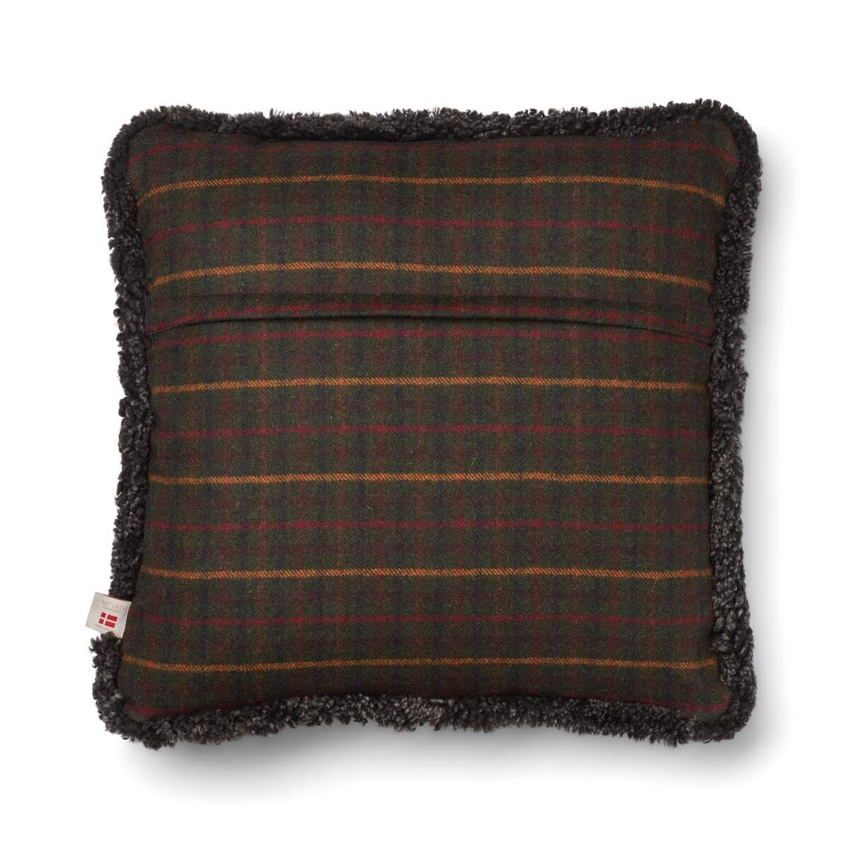 Wool Cushion | Doublesided | Short Wool trim | 52x52 cm | 34x52 cm Kilberry Fir-Dark Green/Cappuccino