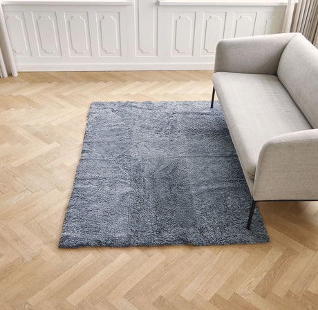 Short Wool Curly Sheepskin Design Rug Anthracite