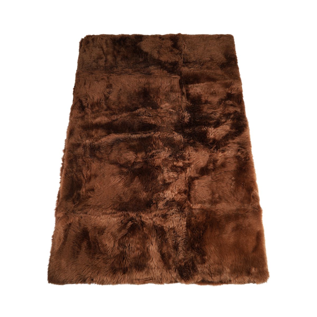 Long Wool Sheepskin Design Rug Tobacco Brown