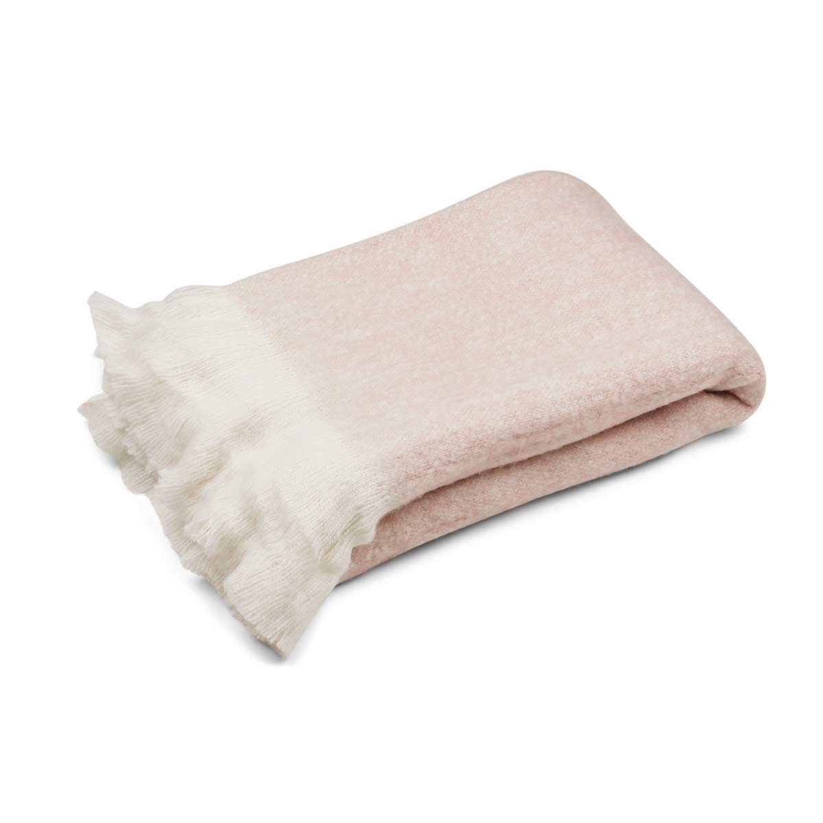 Throw of Mohair Wool Light Pink