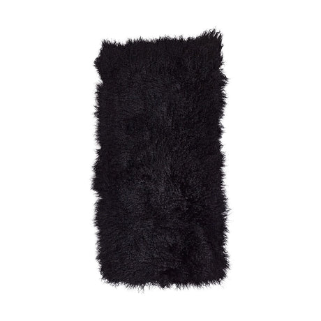 Plaid of Curly Sheepskin Black