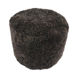 Short Wool Curly Sheepskin Pouf Chocolate